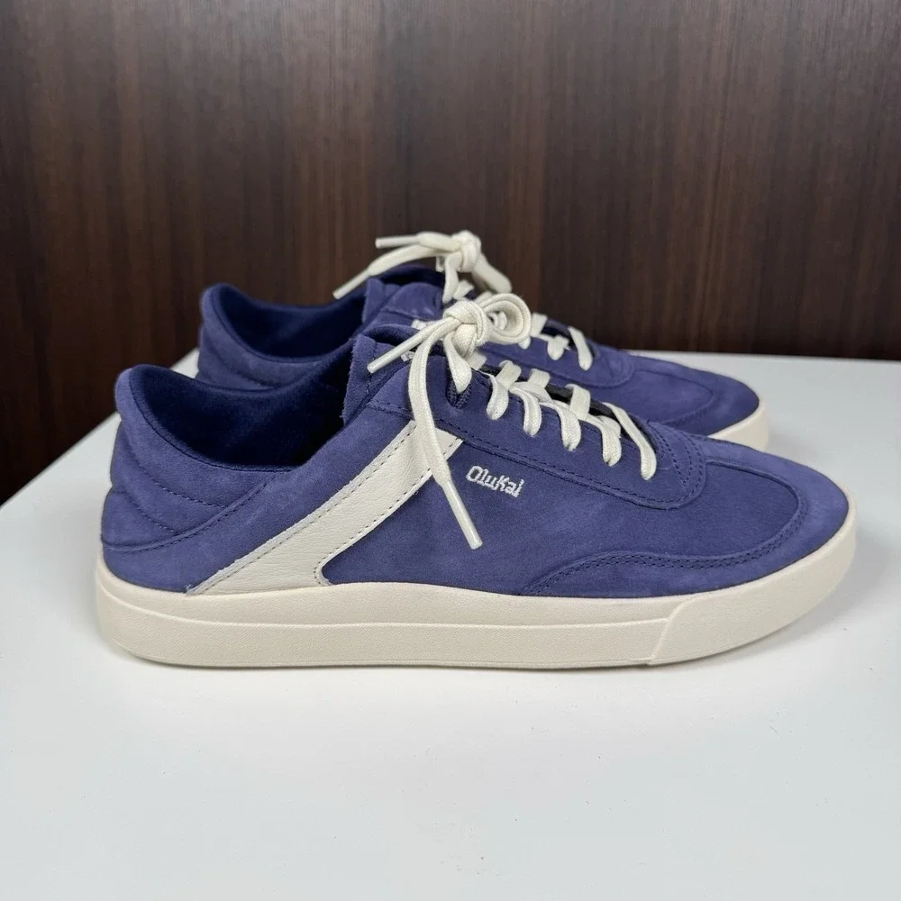 OluKai Ha'upu Women's Shoes 9 Blue / Off White Suede 20493-5418 TRIED ON w/ Box